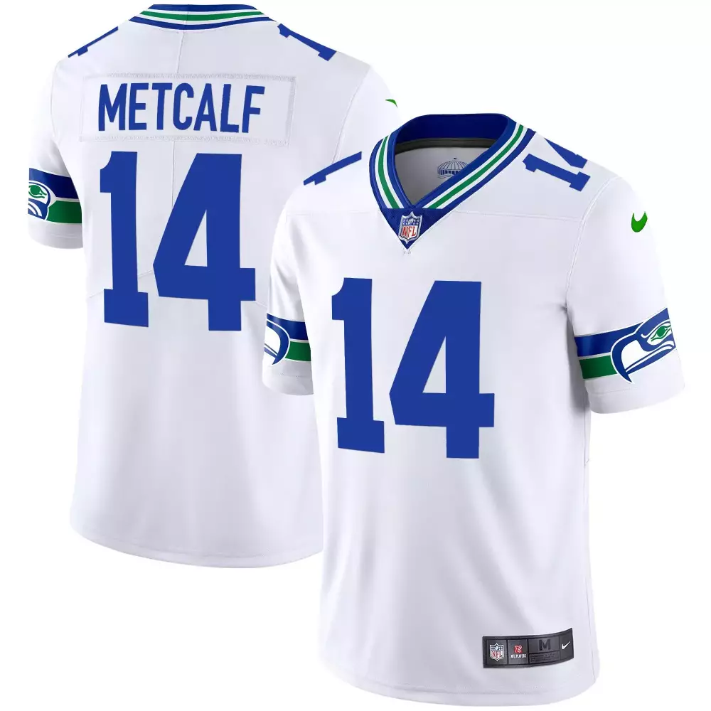 dk metcalf white mens seattle seahawks throwback gold jersey all stitched