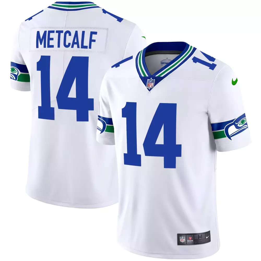 dk metcalf white mens seattle seahawks throwback gold jersey all stitched