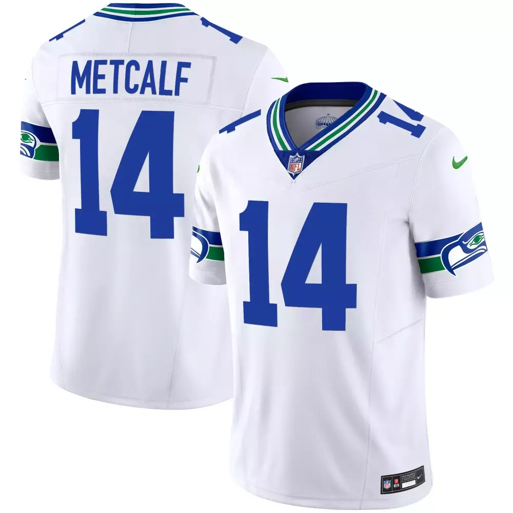 dk metcalf white mens seattle seahawks throwback gold jersey all stitched