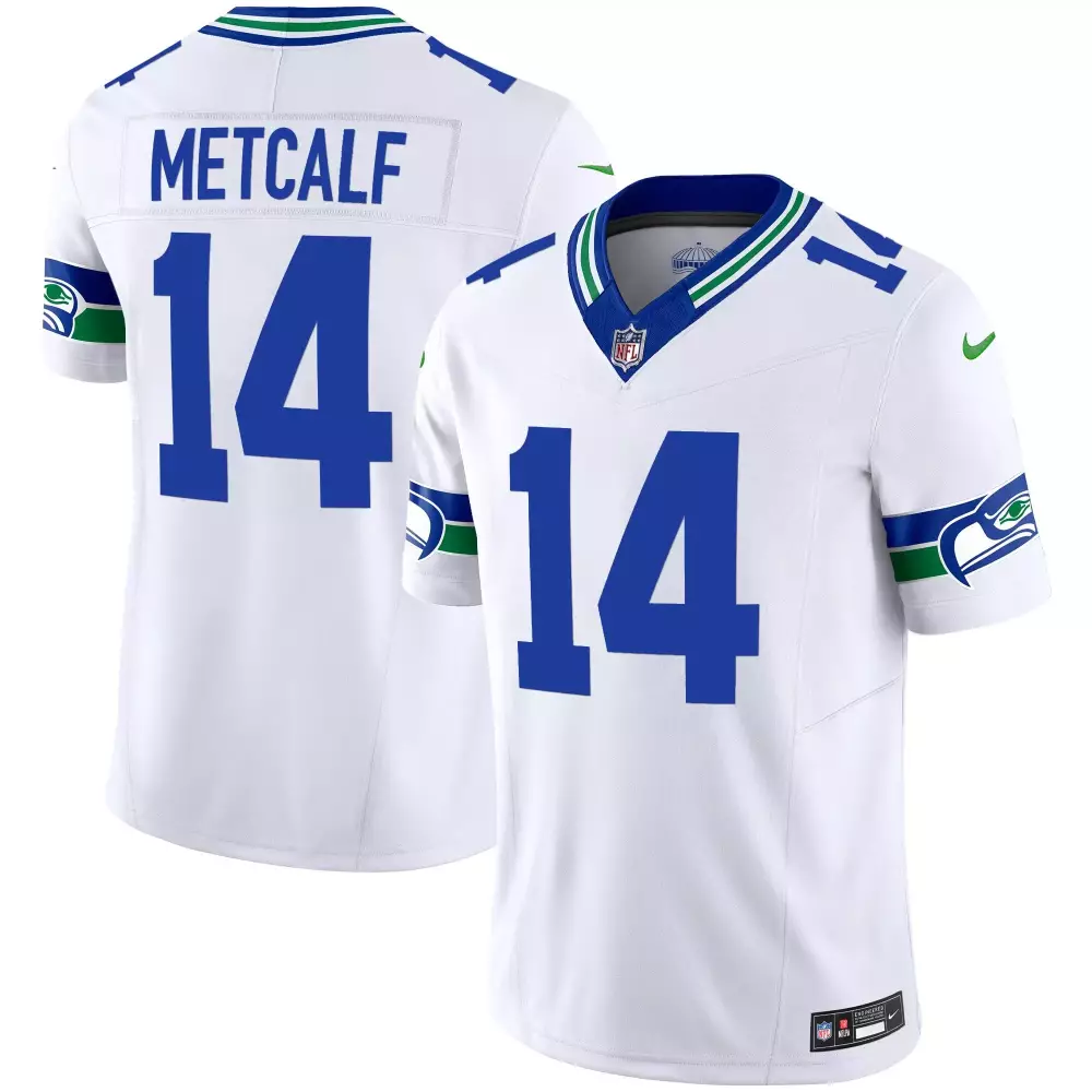 dk metcalf white mens seattle seahawks throwback gold jersey all stitched