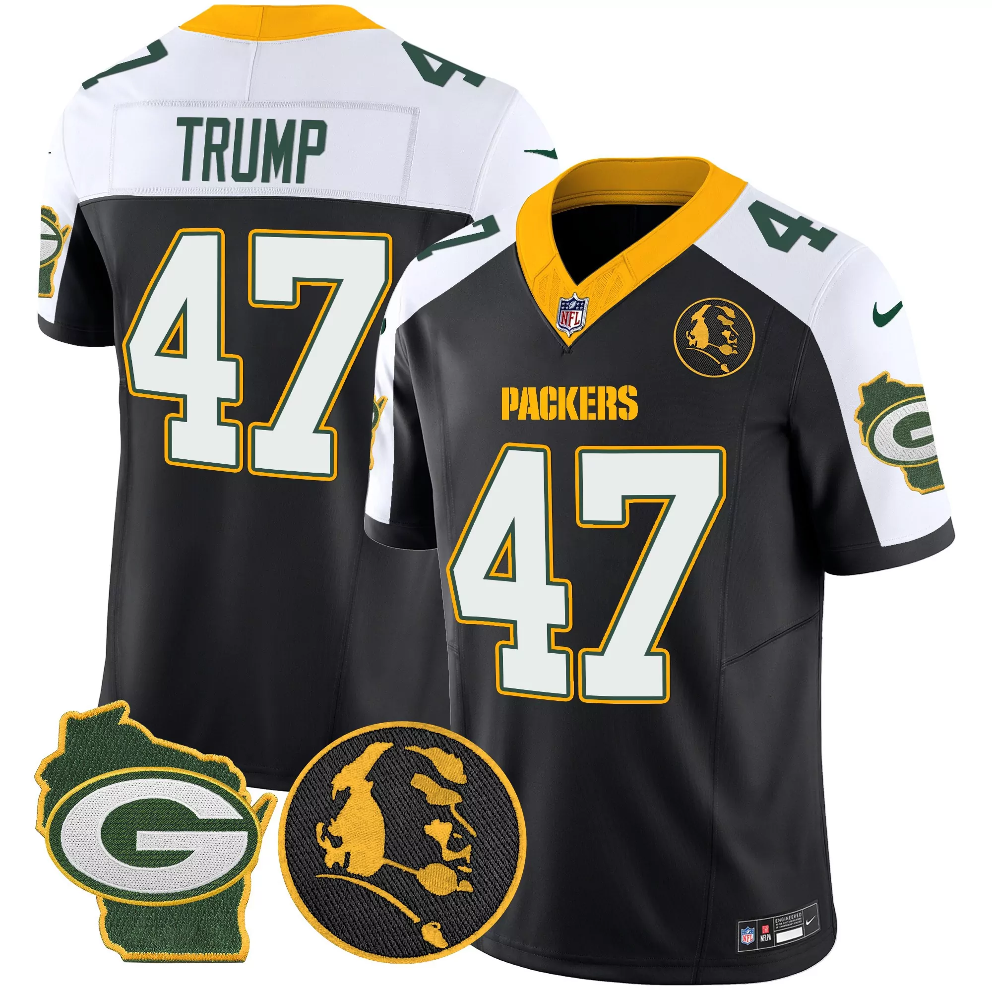 donald trump black alternate mens green bay packers john madden home patch vapor limited jersey all stitched