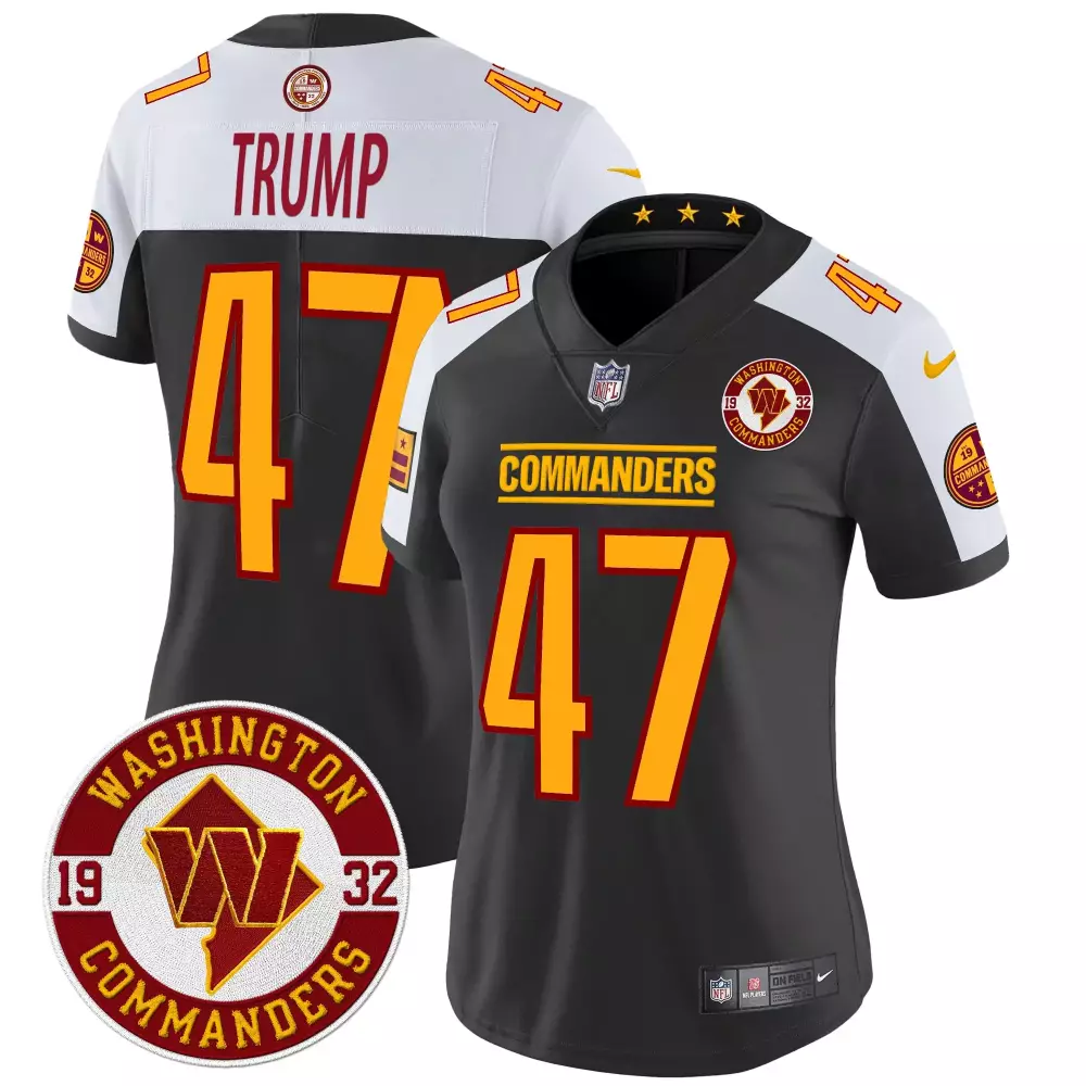 donald trump black alternate womens washington commanders 2024 vapor limited jersey est 1932 patch all stitched