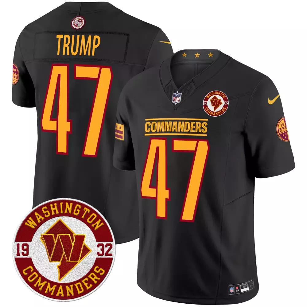 donald trump black alternate womens washington commanders 2024 vapor limited jersey est 1932 patch all stitched
