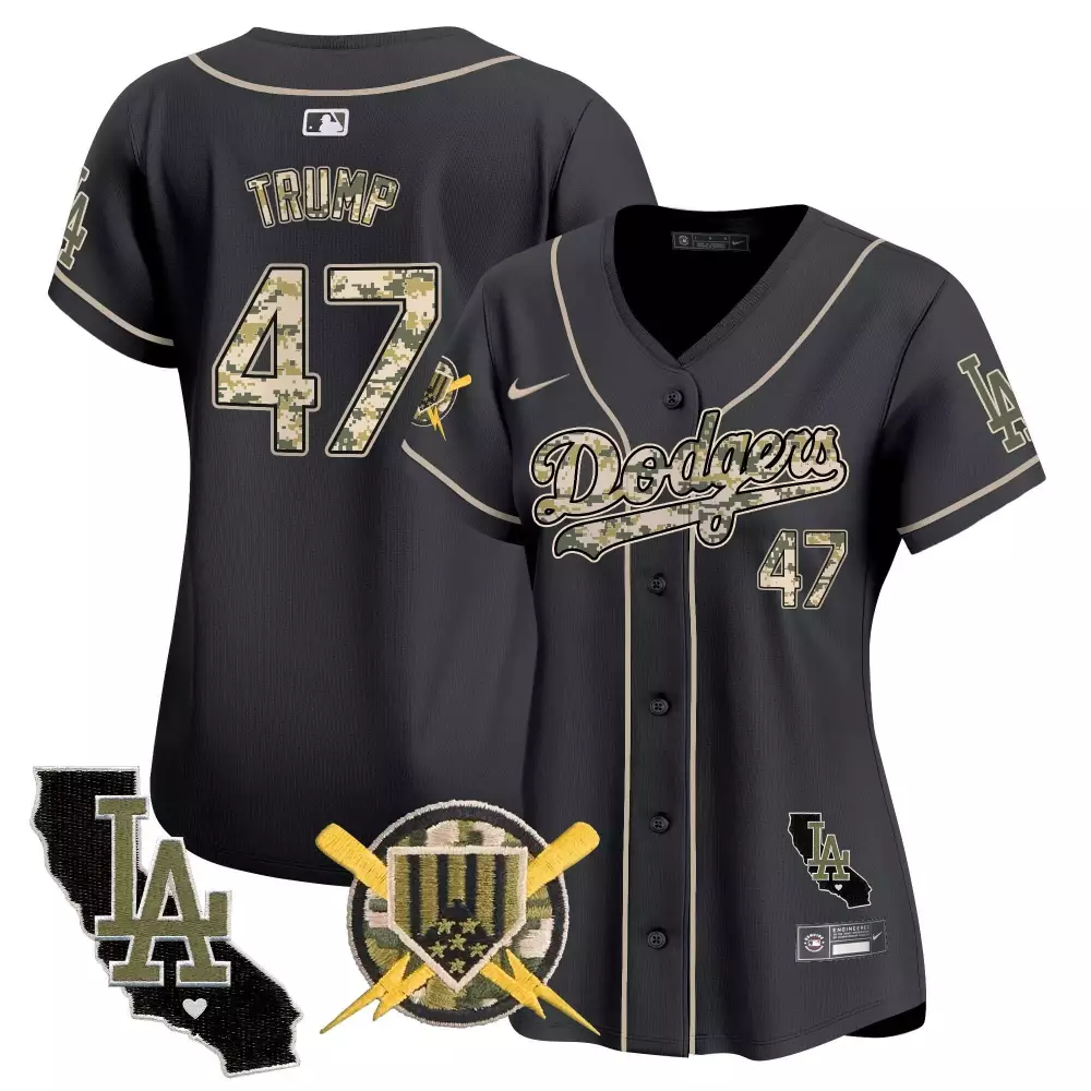 donald trump black mens los angeles dodgers armed forces day vapor premier limited jersey all stitched