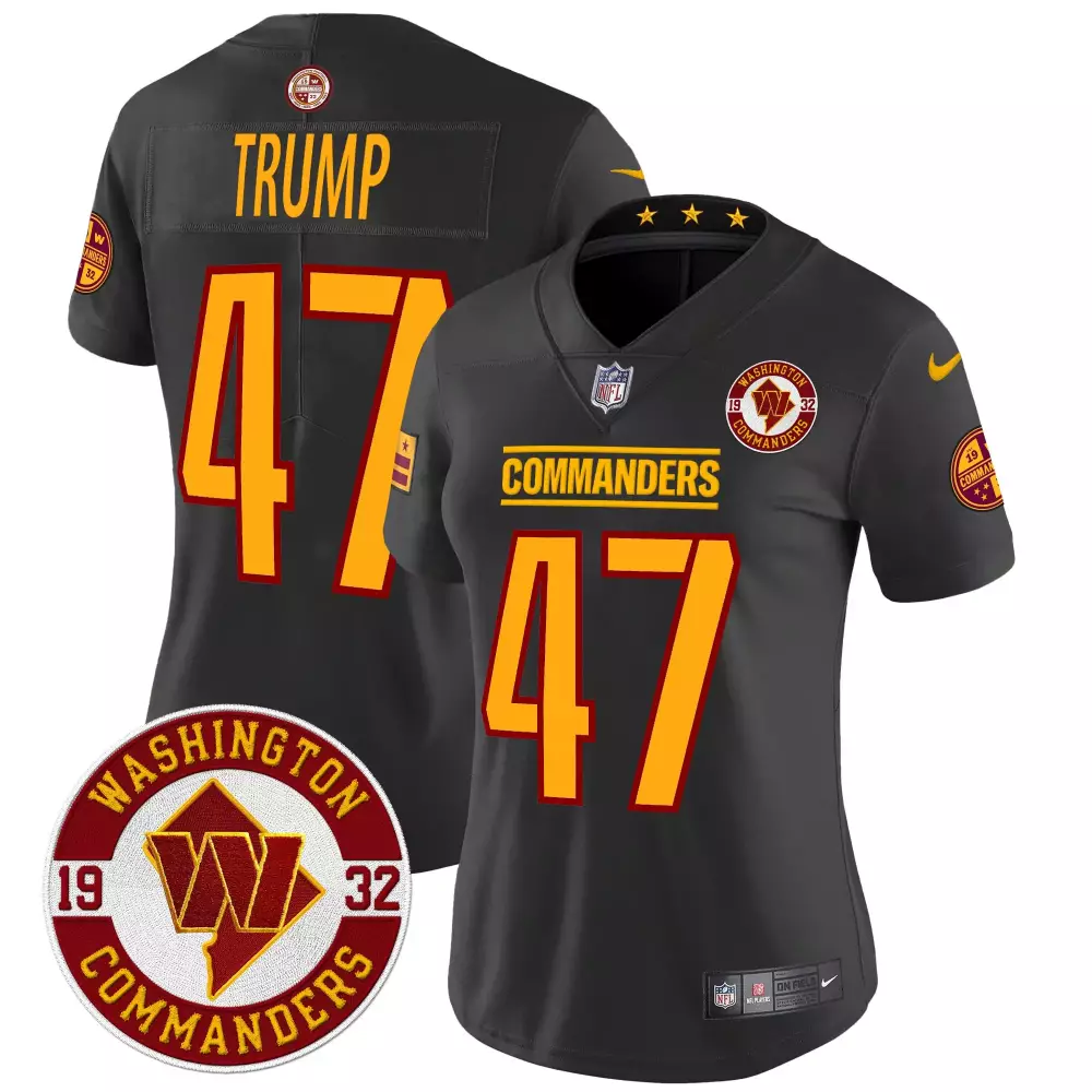 donald trump black alternate womens washington commanders 2024 vapor limited jersey est 1932 patch all stitched