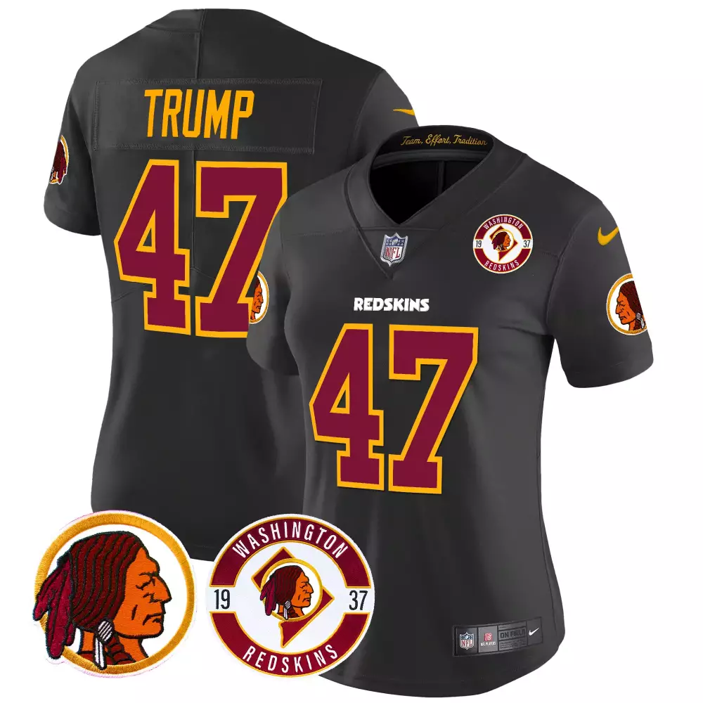 donald trump black womens washington redskins 2024 vapor limited jersey est 1937 patch all stitched