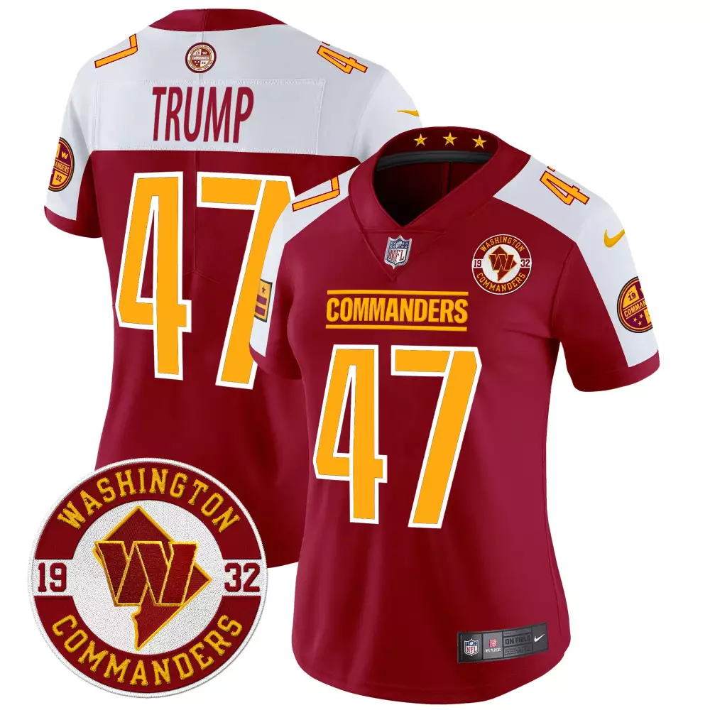 donald trump black alternate womens washington commanders 2024 vapor limited jersey est 1932 patch all stitched