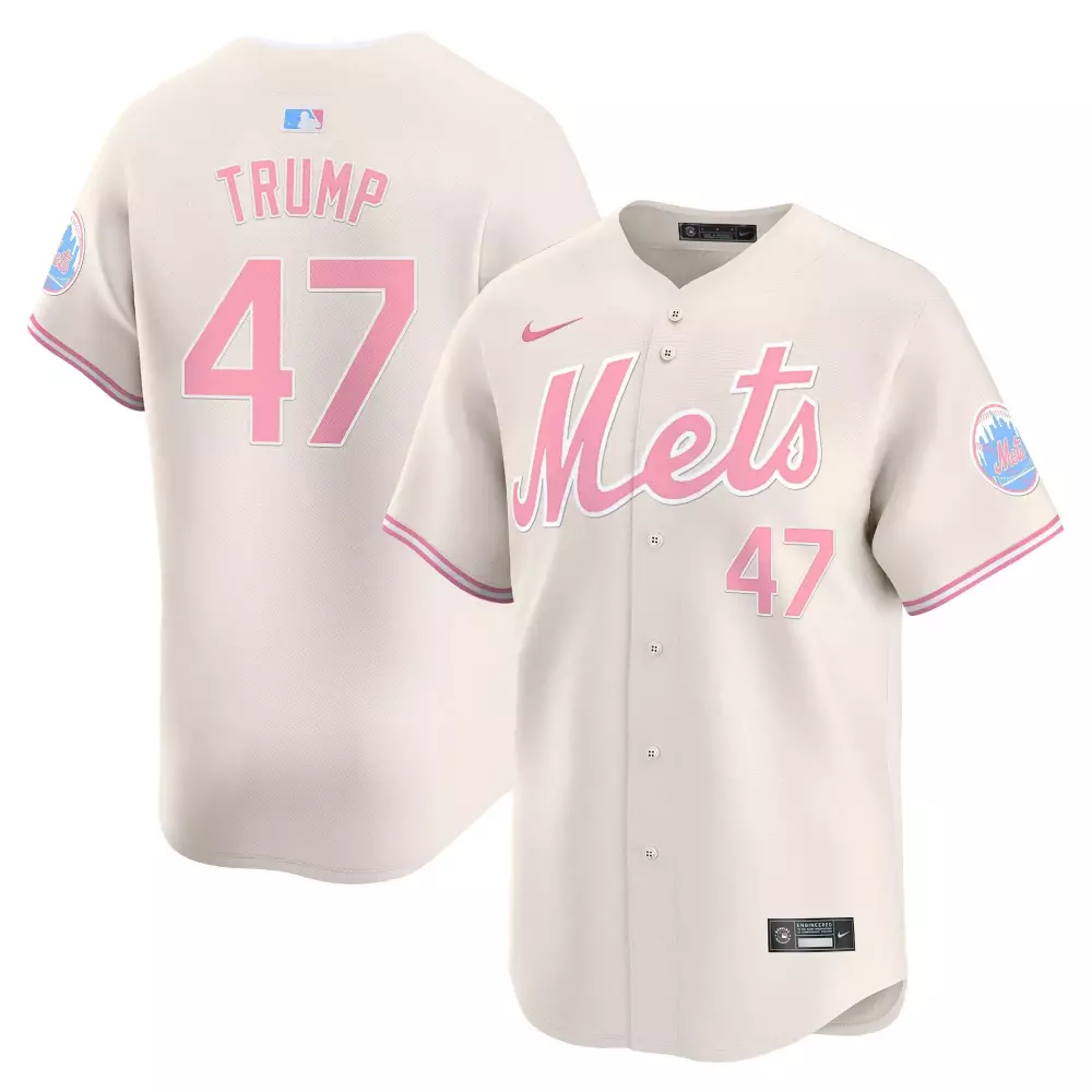 donald trump cream unisex new york mets bubblegum pink vapor premier limited jersey all stitched