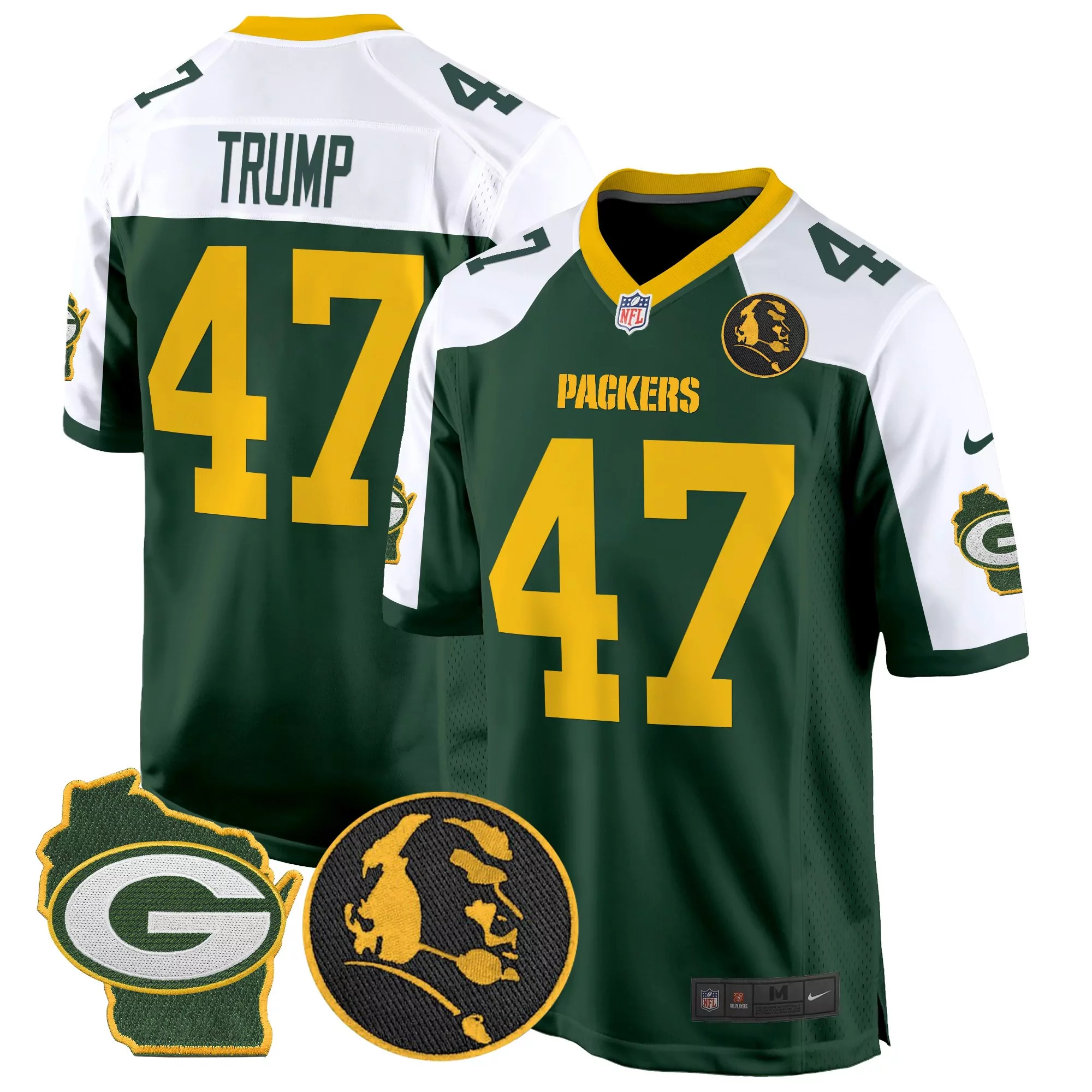 donald trump green alternate mens green bay packers john madden home patch game jersey all stitched