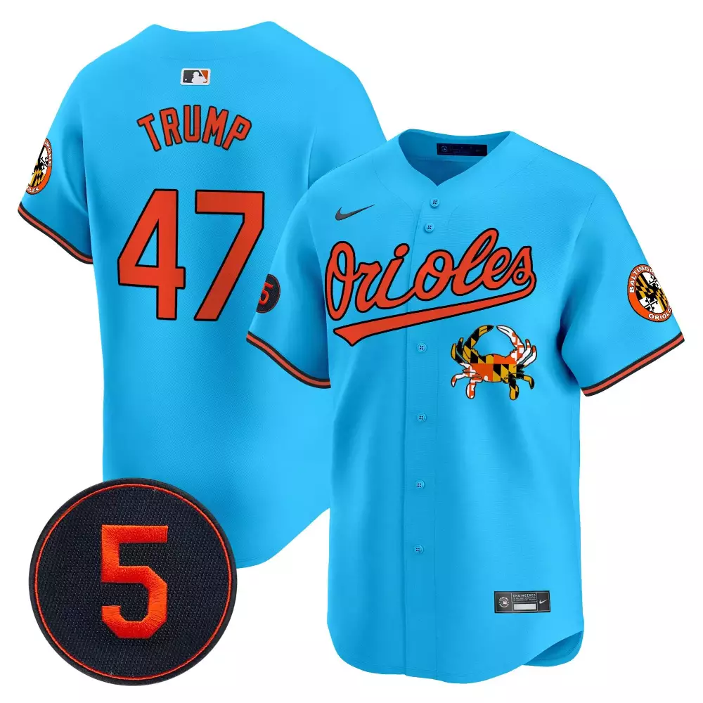 donald trump light blue men s baltimore orioles robinson patch vapor premier limited jersey v9 all stitched