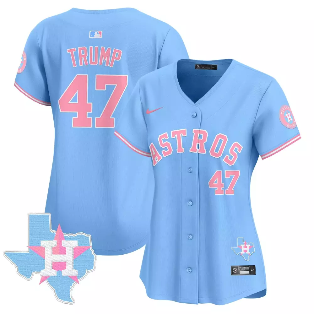Donald Trump Women's Houston Astros Bubblegum Pink Vapor Premier Limited Jersey | Stitched Light Blue | Great Fan Gear for Game Day | For Men, Women & Youth