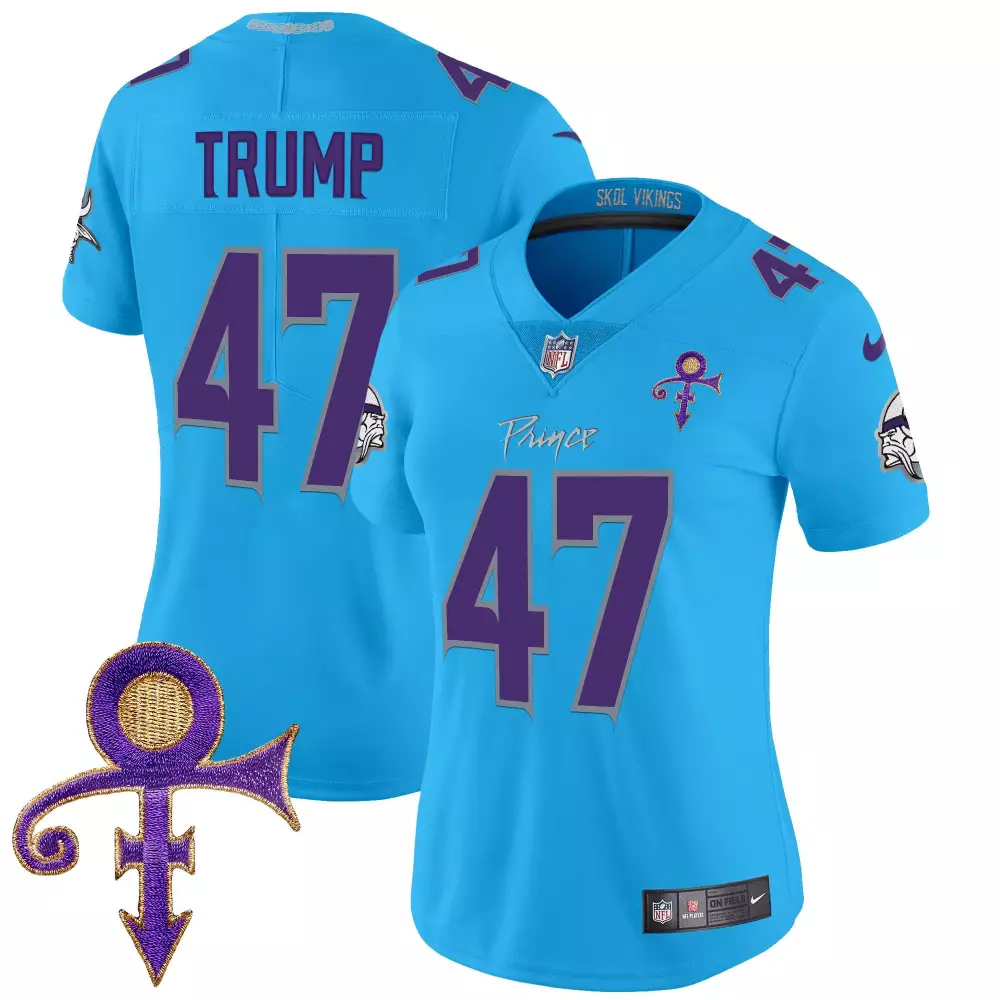 donald trump light blue womens vikings 2024 prince vapor limited jersey all stitched