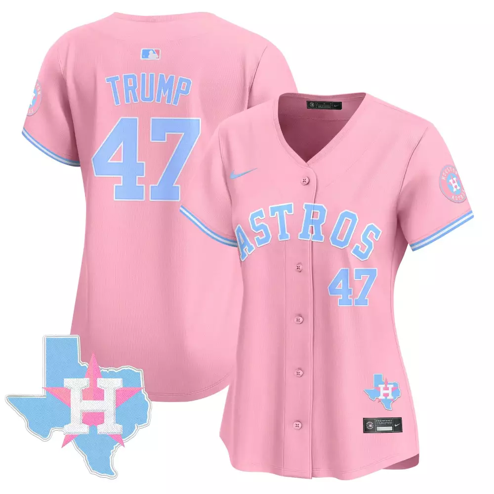 Donald Trump Women's Houston Astros Bubblegum Pink Vapor Premier Limited Jersey | Stitched Light Blue | Great Fan Gear for Game Day | For Men, Women & Youth