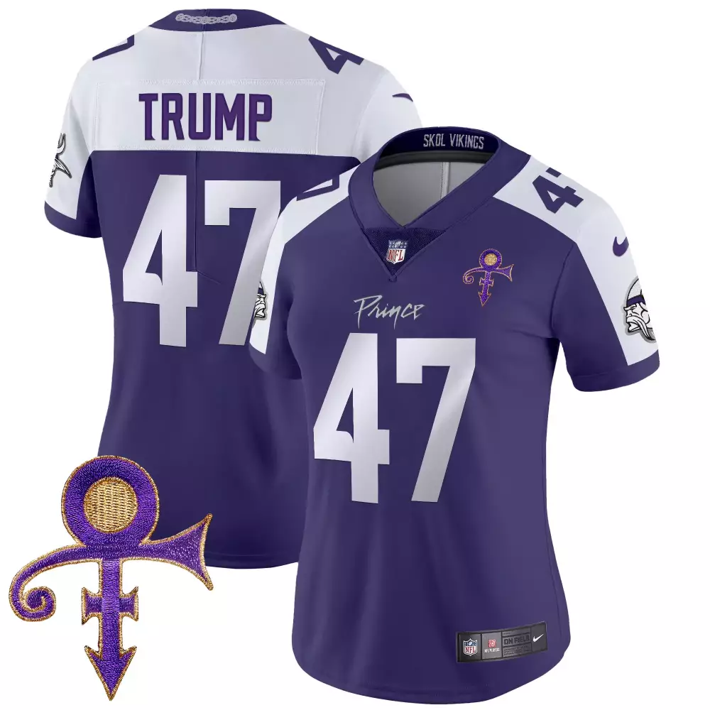 donald trump light blue womens vikings 2024 prince vapor limited jersey all stitched