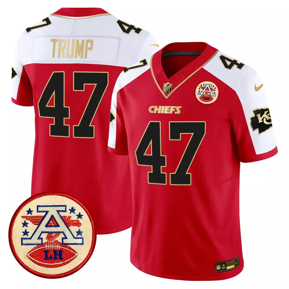 Donald Trump Kansas City Chiefs 2024 Lamar Hunt Patch Jersey | Gold Trim Vapor Limited Edition | Fan Gear for Men, Women & Youth