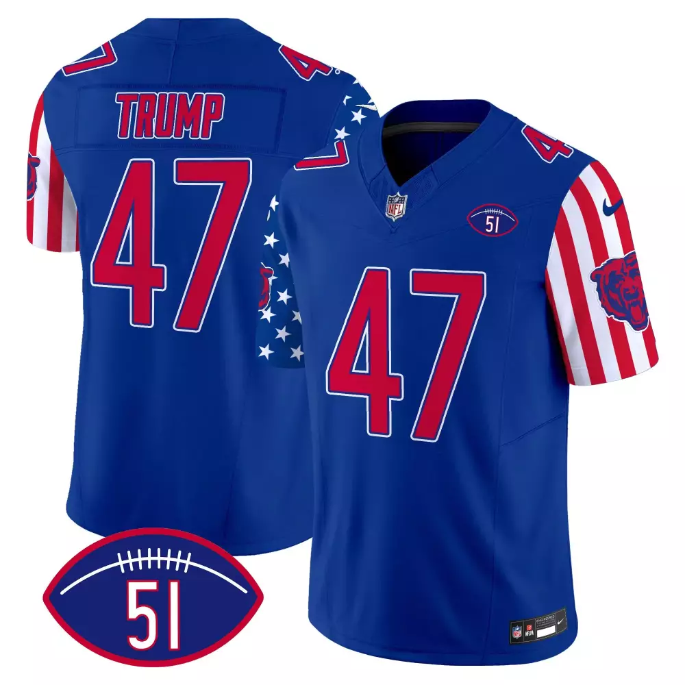 Donald Trump Chicago Bears American Style Vapor Limited Jersey | Royal | Stitched Fan Gear | For Men, Women & Youth