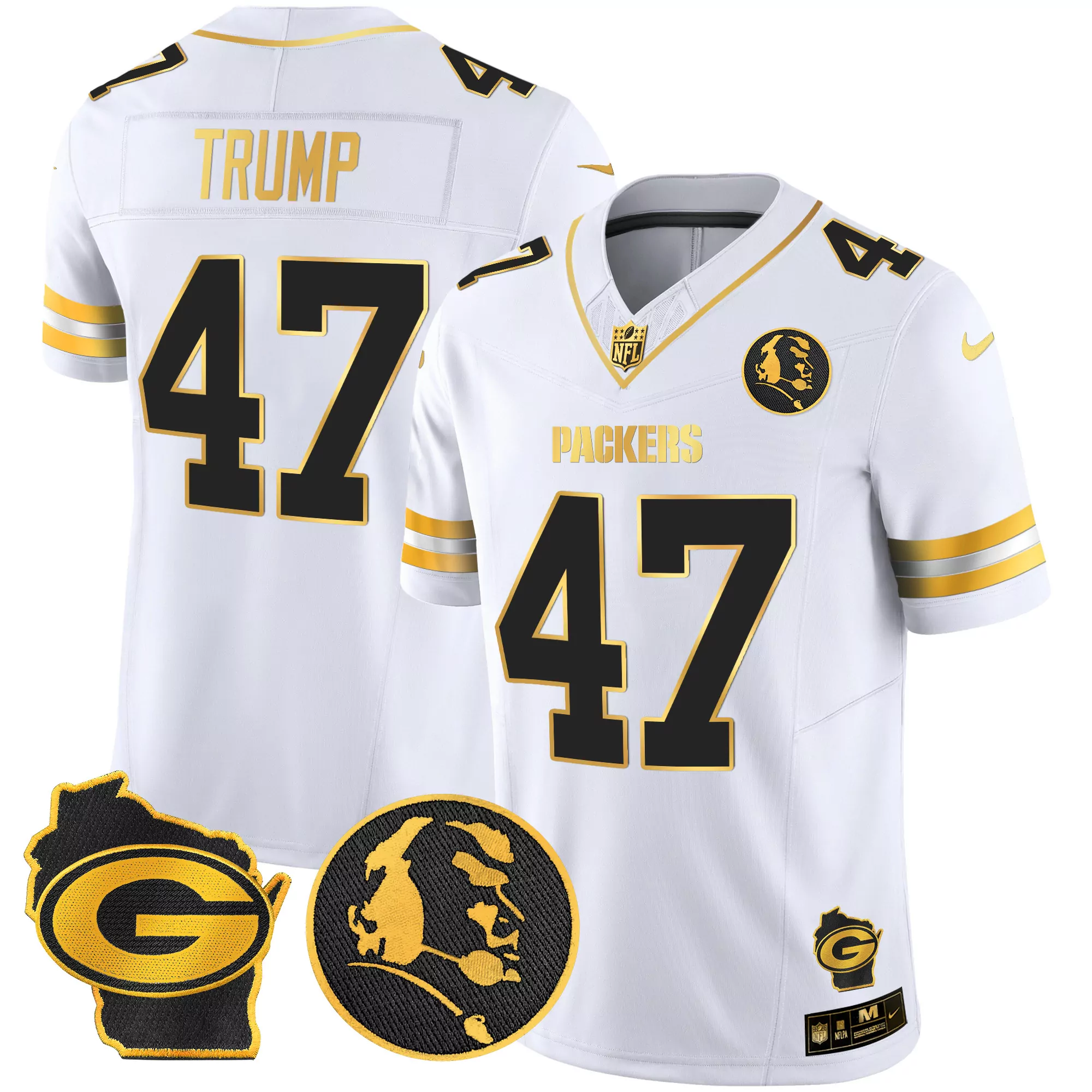 donald trump white gold mens green bay packers john madden home patch gold vapor limited jersey all stitched