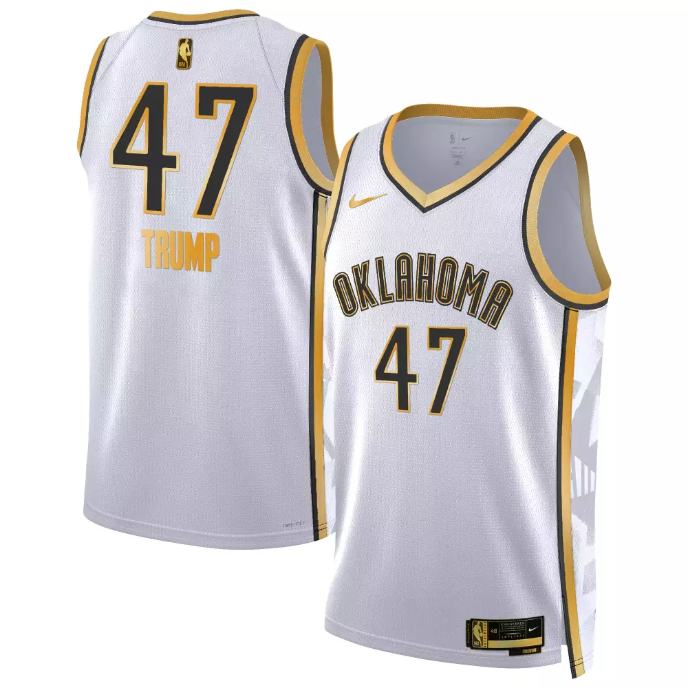 donald trump white gold mens oklahoma city thunder 202425 city edition swingman jersey all stitched