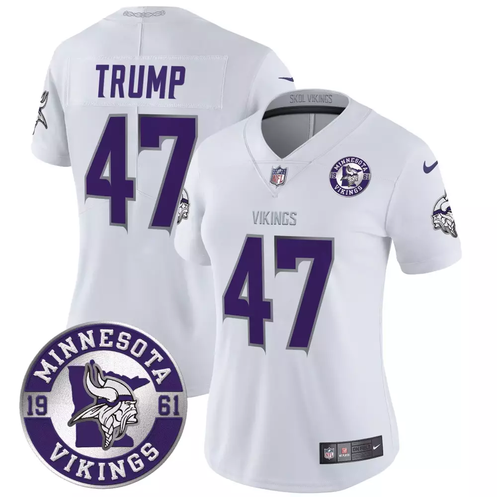donald trump purple womens minnesota vikings 2024 vapor limited jersey est 1961 patch all stitched