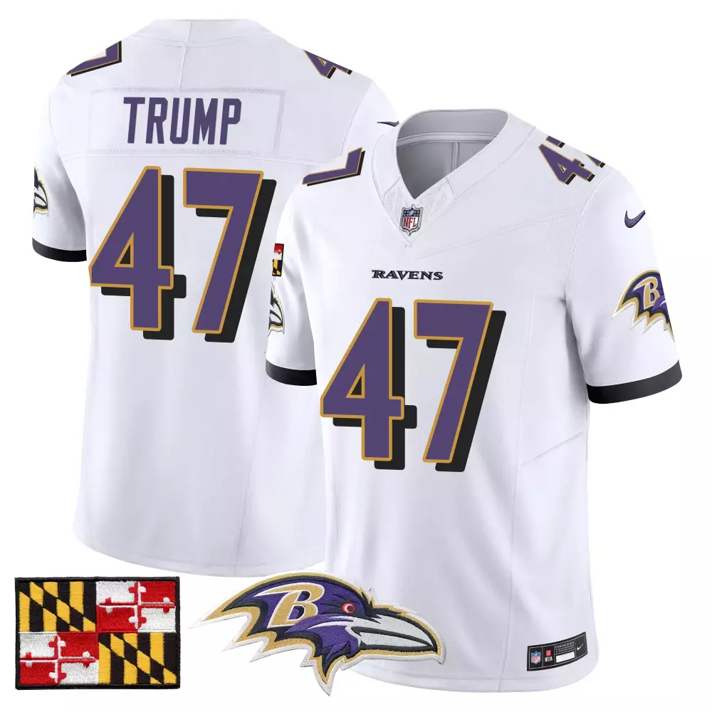donald trump white mens baltimore ravens 2024 maryland flag vapor limited jersey all stitched