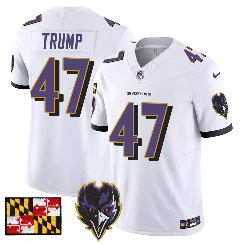 donald trump white mens baltimore ravens 2024 maryland flag vapor limited jersey all stitched