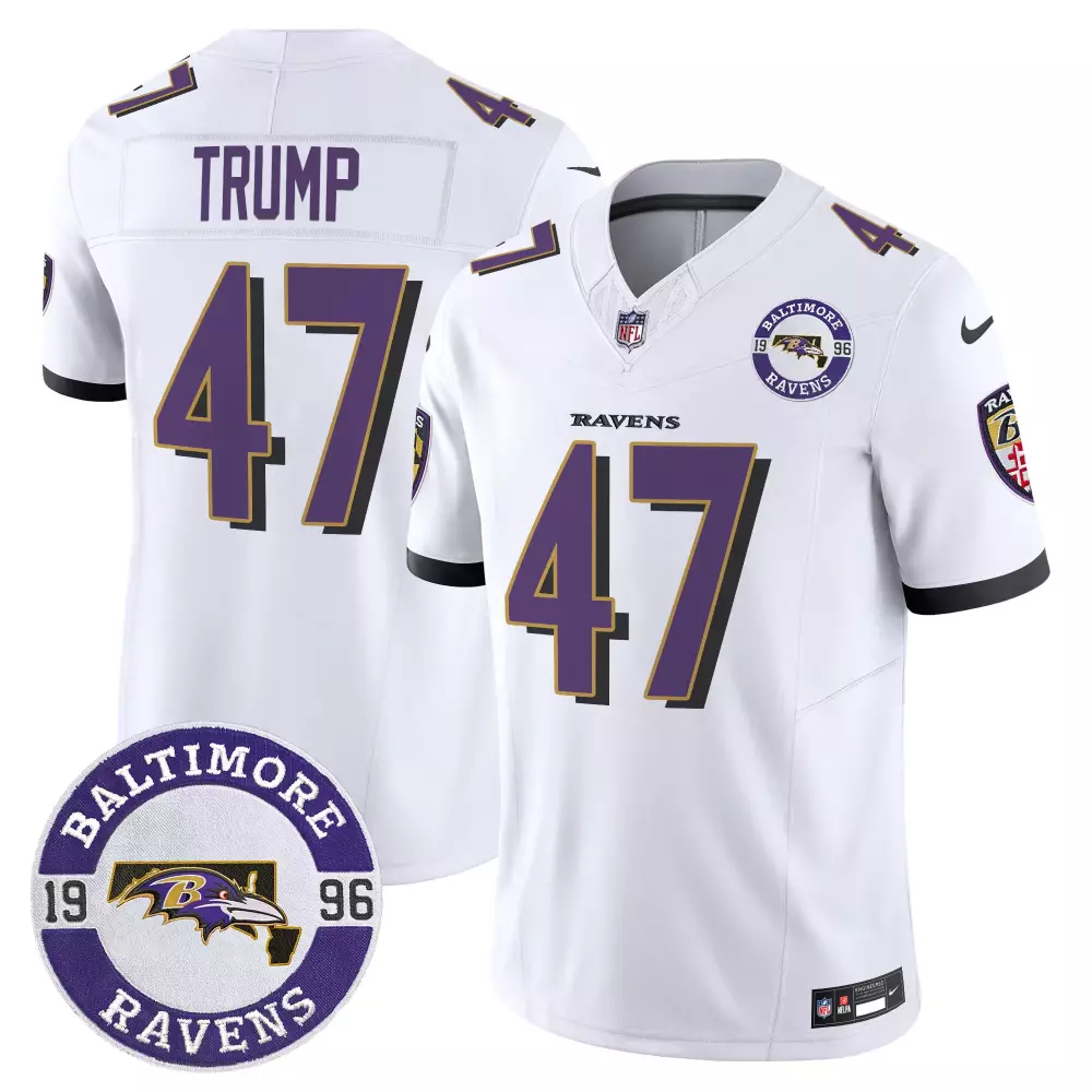 donald trump white mens baltimore ravens 2024 maryland flag vapor limited jersey all stitched