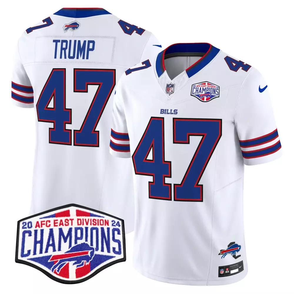 donald trump white mens buffalo bills 2024 afc east division champions gold trim vapor limited jersey all stitched