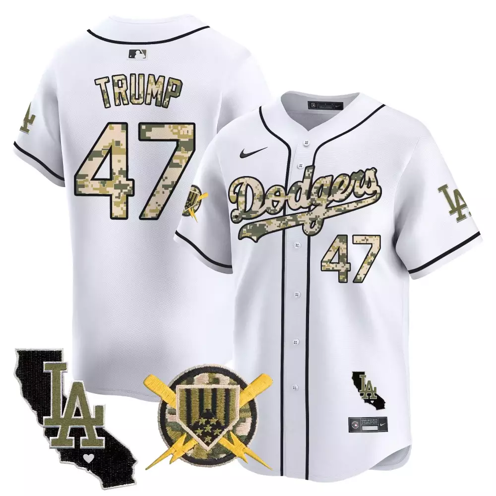 donald trump white mens los angeles dodgers american style 2024 world series vapor premier limited jersey v2 all stitche