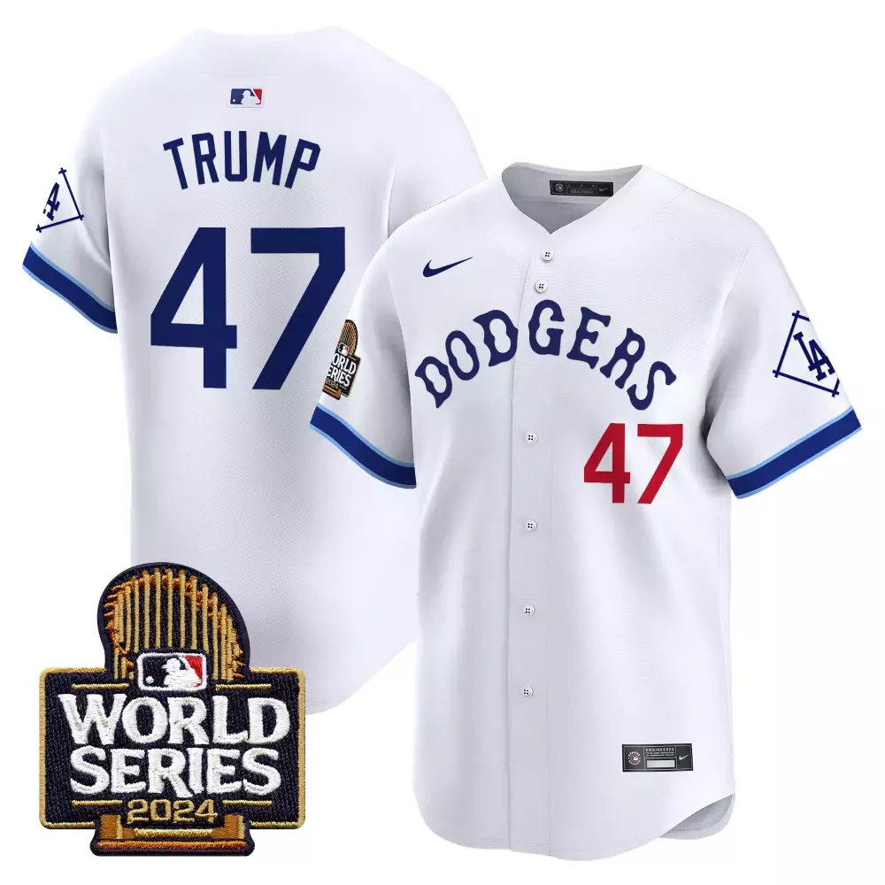 donald trump white mens los angeles dodgers american style 2024 world series vapor premier limited jersey v2 all stitche