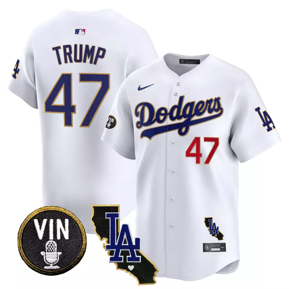 donald trump white mens los angeles dodgers american style 2024 world series vapor premier limited jersey v2 all stitche