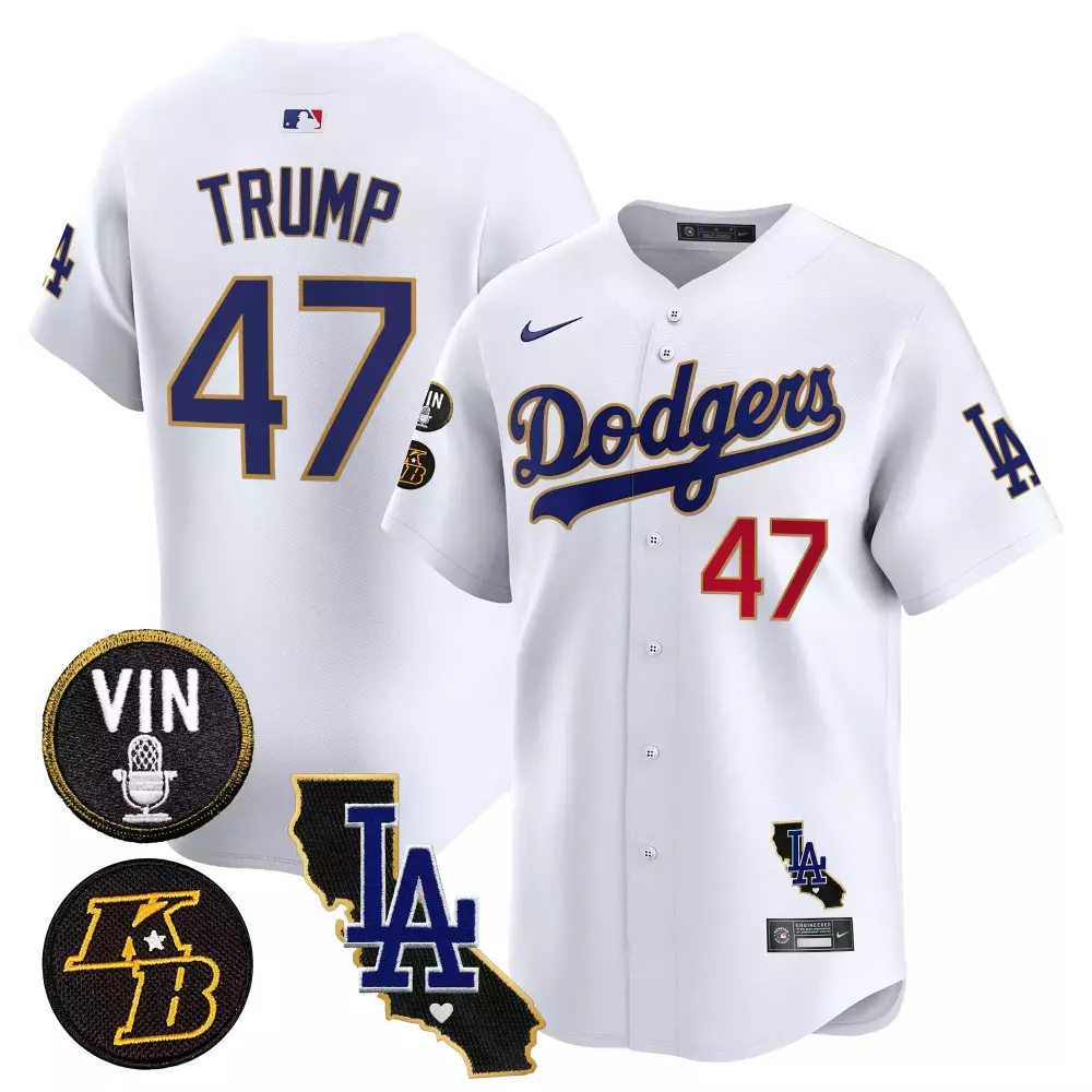 donald trump white mens los angeles dodgers american style 2024 world series vapor premier limited jersey v2 all stitche