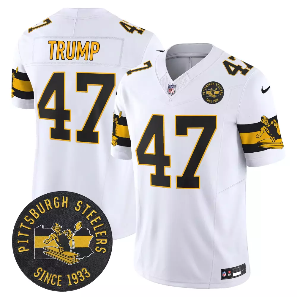 donald trump white mens pittsburgh steelers 2024 vapor limited jersey all stitched