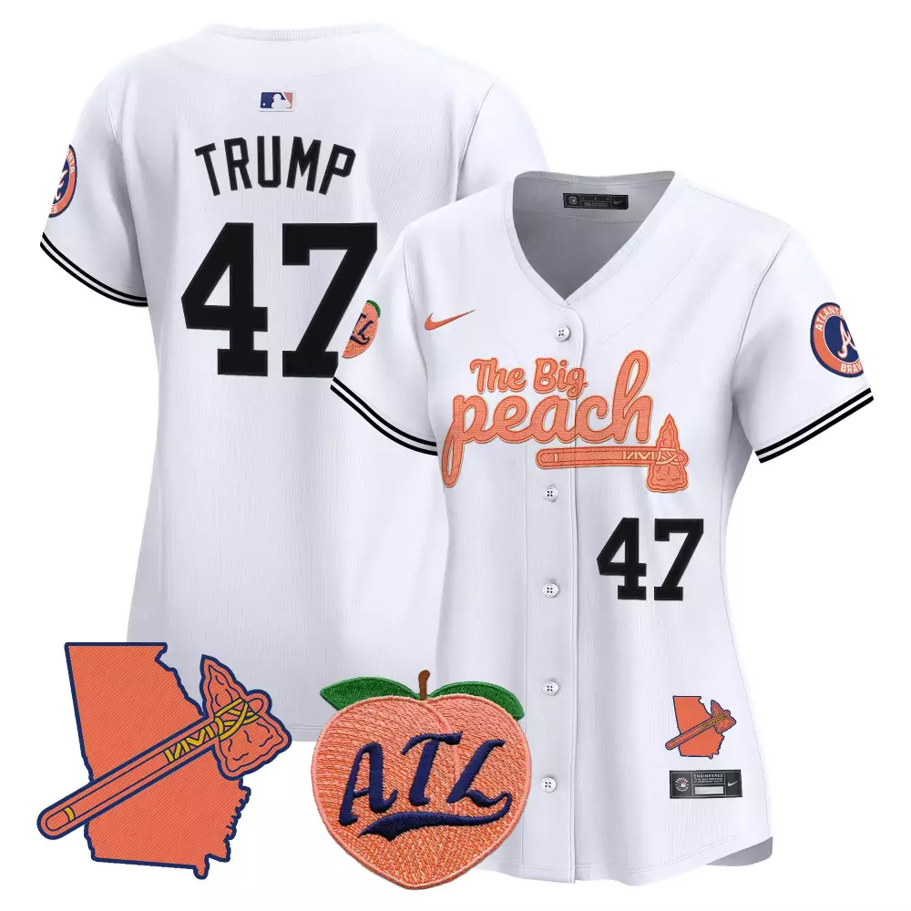 donald trump white womens atlanta braves bubblegum pink vapor premier limited jersey all stitched