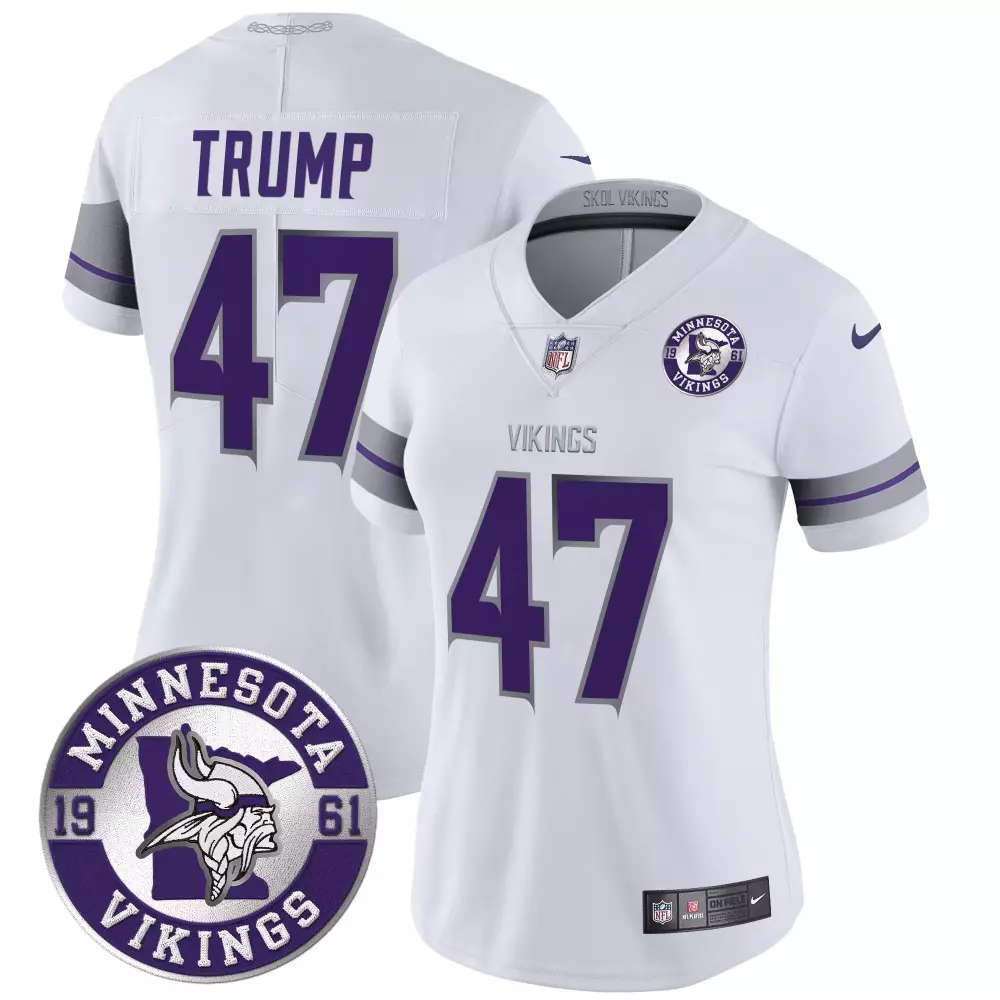 donald trump purple womens minnesota vikings 2024 vapor limited jersey est 1961 patch all stitched