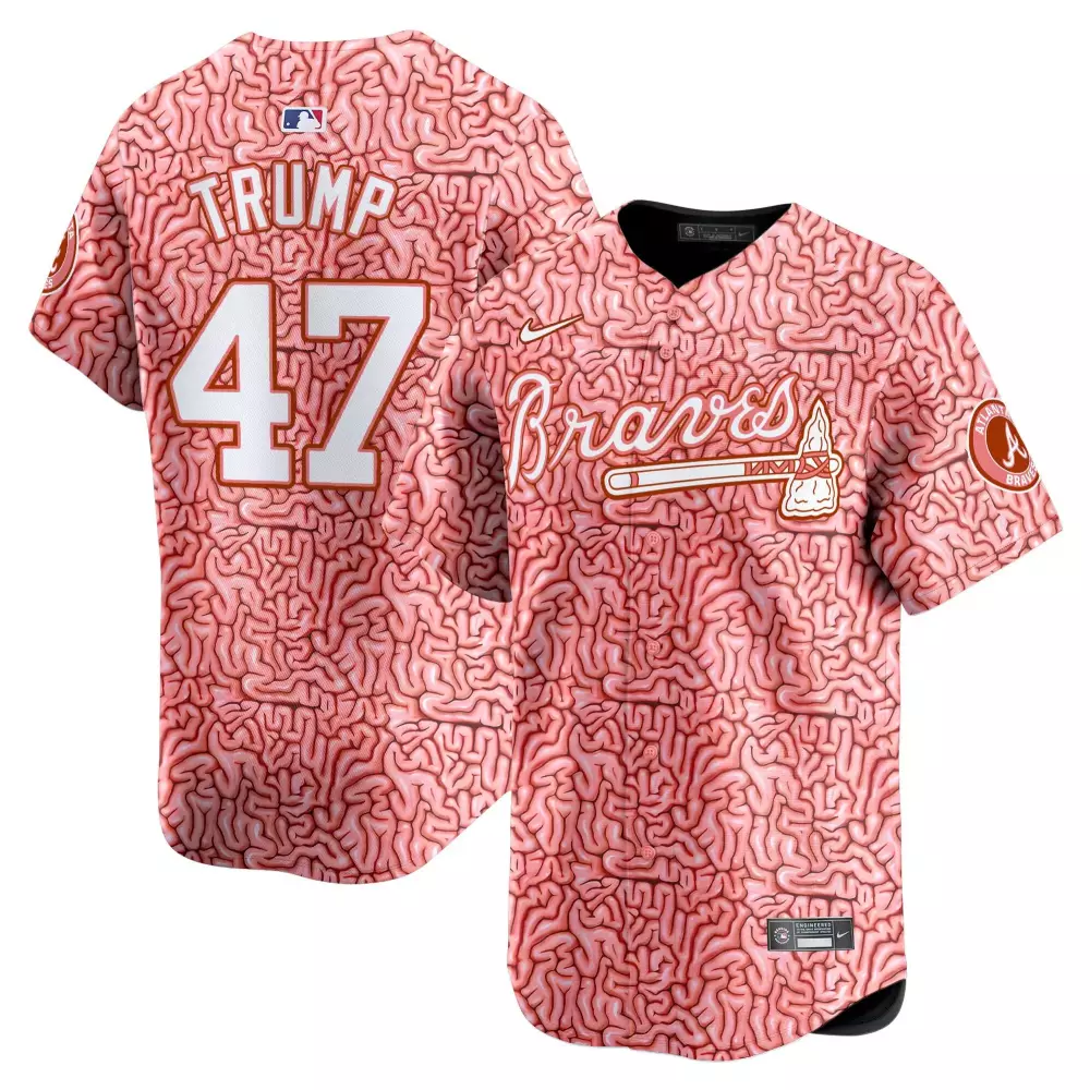 donald trump white womens atlanta braves bubblegum pink vapor premier limited jersey all stitched