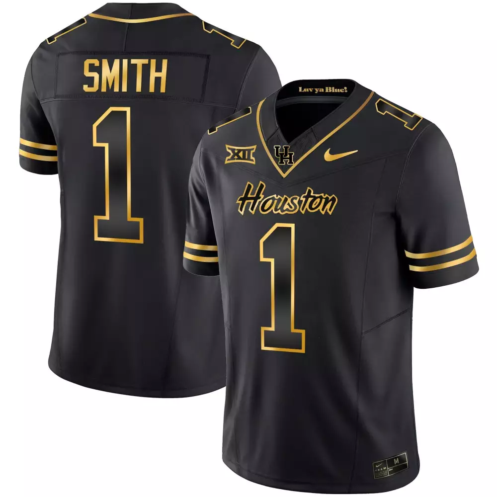 donovan smith black gold mens houston cougars 2023 oilers inspired gold jersey all stitched