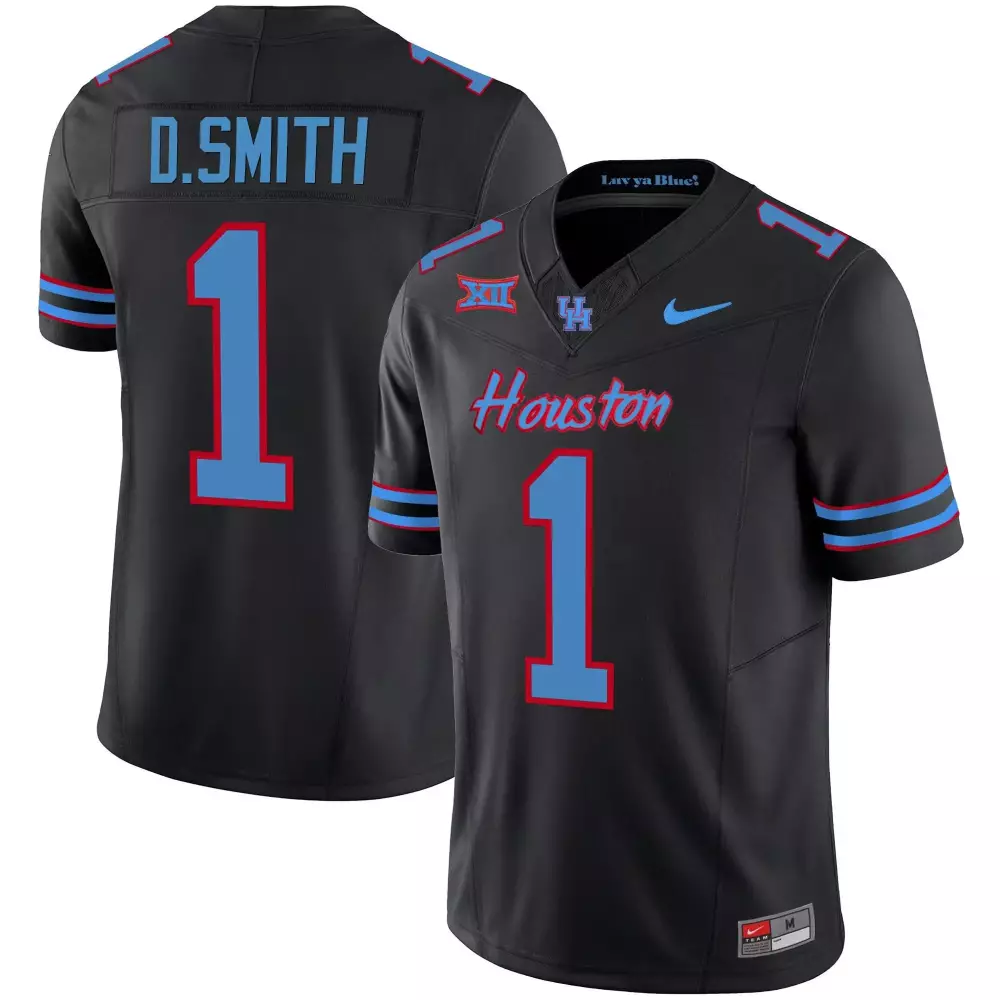 donovan smith black mens houston cougars 2023 oilers inspired vapor jersey v2 all stitched