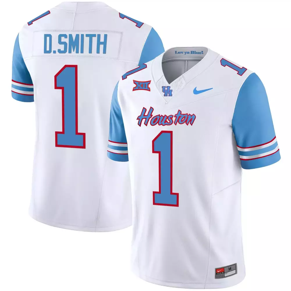 donovan smith blue sleeves youths houston cougars 2023 oilers inspired vapor jersey all stitched