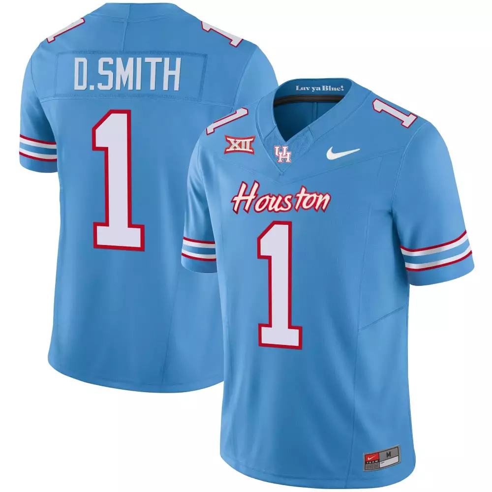donovan smith light blue mens houston cougars 2023 oilers inspired vapor jersey v2 all stitched