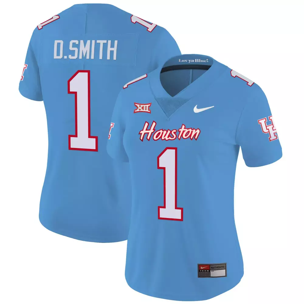 donovan smith light blue womens houston cougars 2023 oilers inspired vapor jersey v3 all stitched
