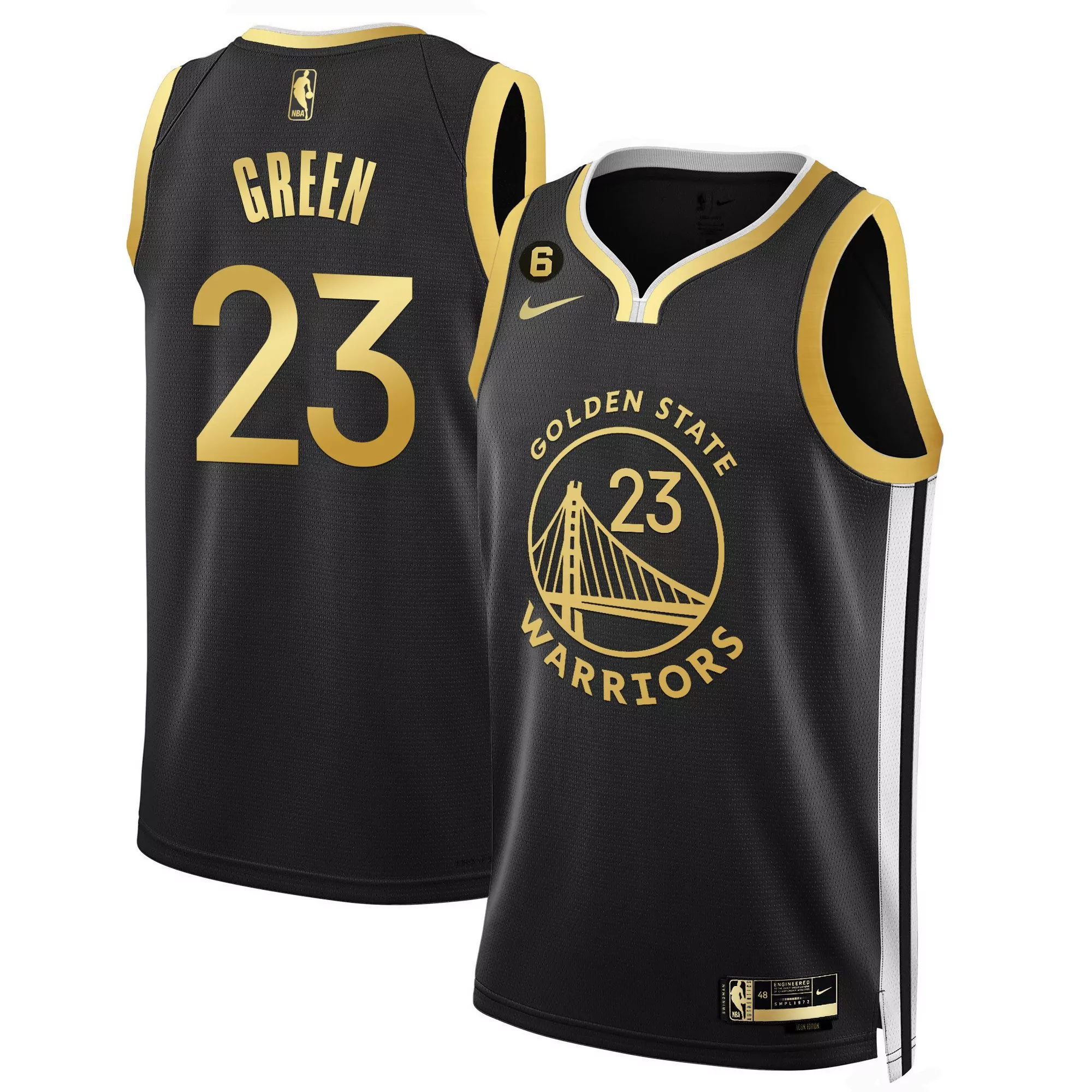 draymond green men golden state warriors icon black gold jersey all stitched
