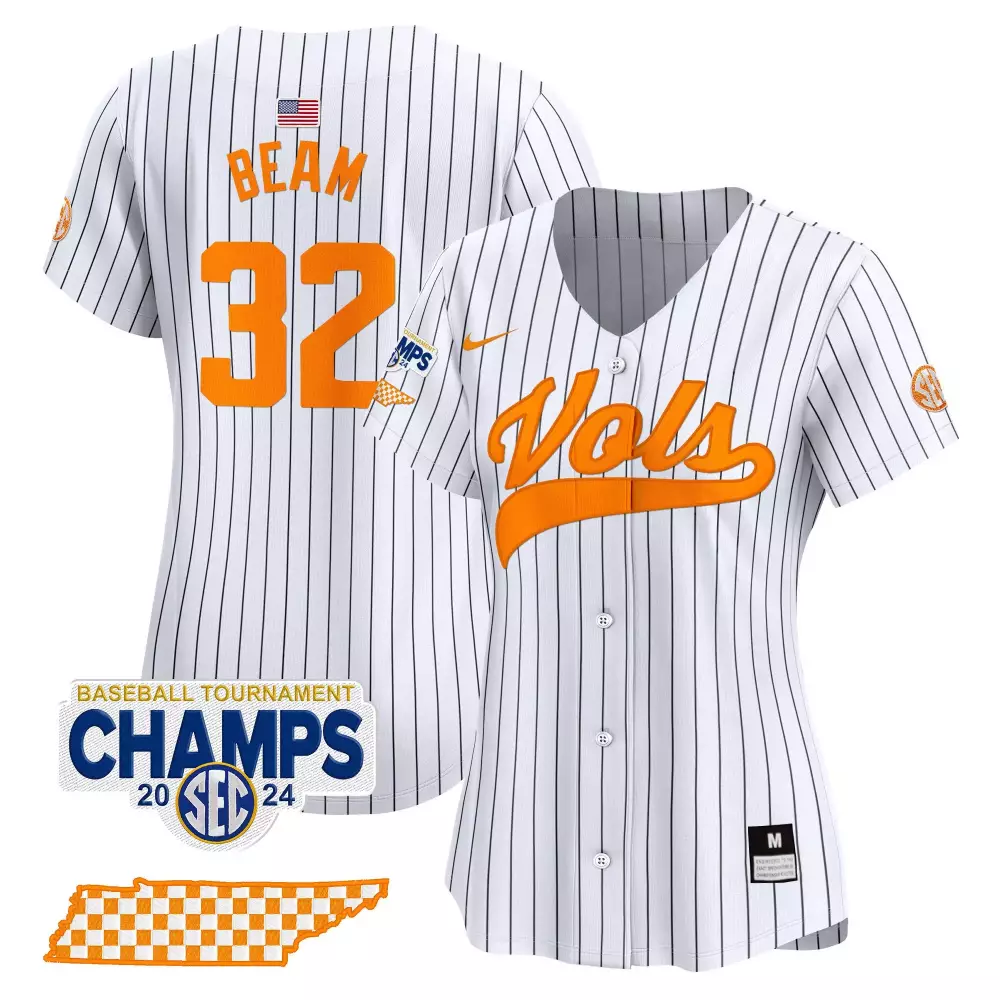 Drew Beam Tennessee Volunteers 2024 Tournament Champions Vapor Premier Jersey | Black Gold Stitched | Limited Edition Fan Gear | For Men, Women & Youth