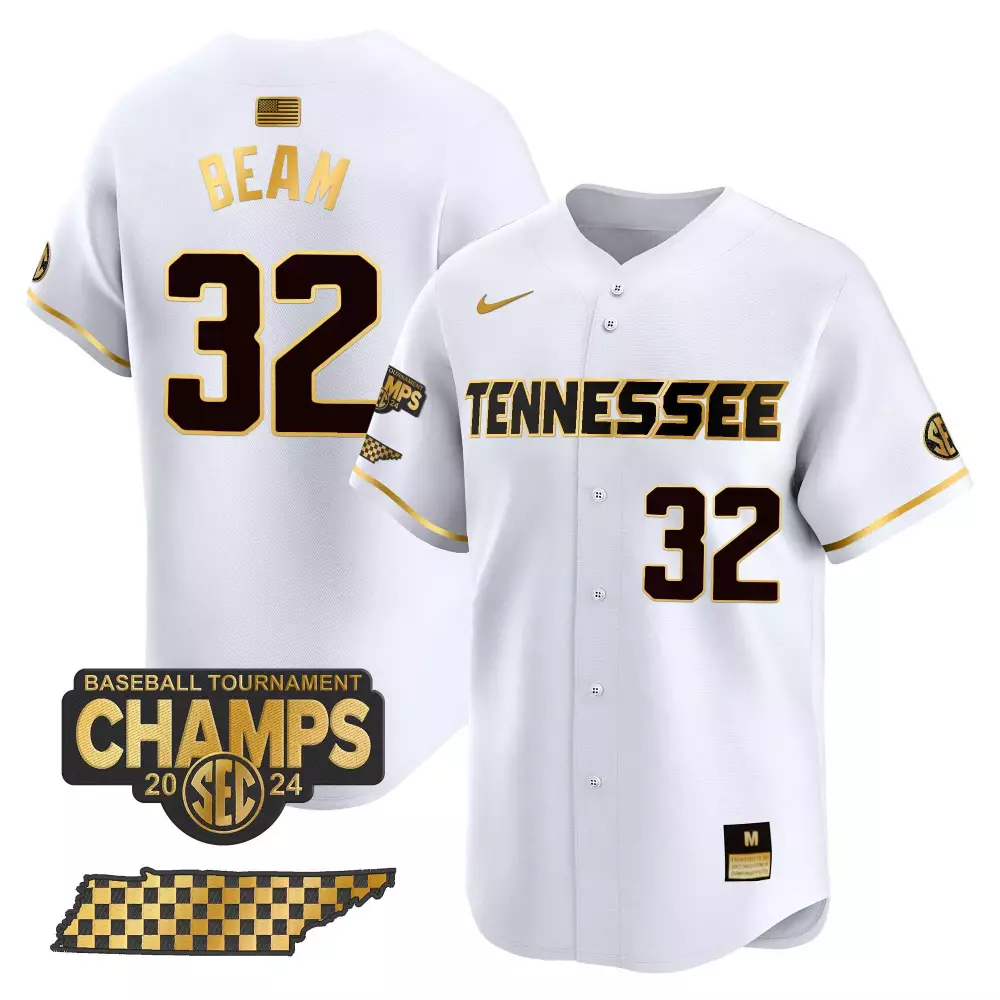 Christian Moore Tennessee Volunteers 2024 College World Series Vapor Premier Limited Jersey V2 | Black Gold Stitched Style | For Men, Women & Youth