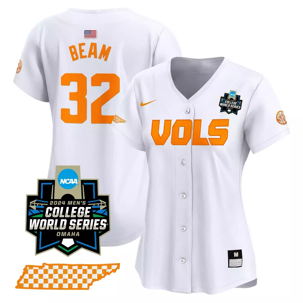 Drew Beam Tennessee Volunteers 2024 College World Series Vapor Premier Limited Jersey V2 | Black Gold Stitched Style | For Men, Women & Youth