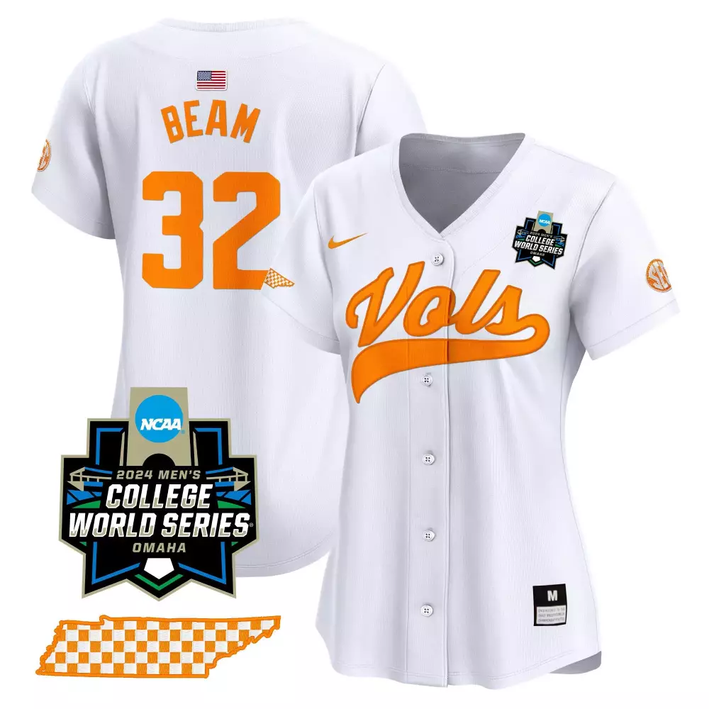 Drew Beam Tennessee Volunteers 2024 College World Series Vapor Premier Limited Jersey V2 | Black Gold Stitched Style | For Men, Women & Youth