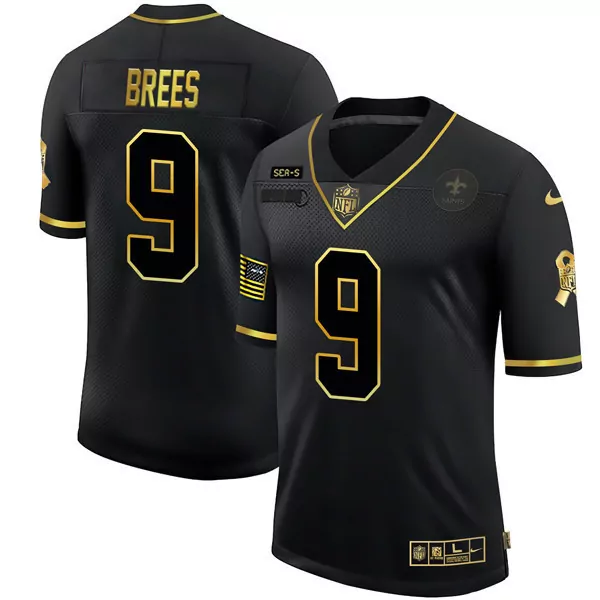drew brees limited mens new orleans saints black gold jersey all stitched