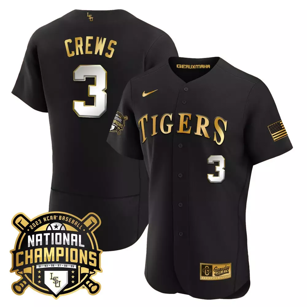 dylan crews black limited mens lsu tigers 2023 national champions gold flex jersey all stitched