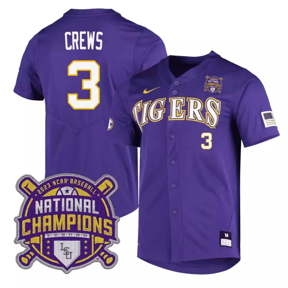 dylan crews purple mens lsu tigers 2023 national champions jersey all stitched