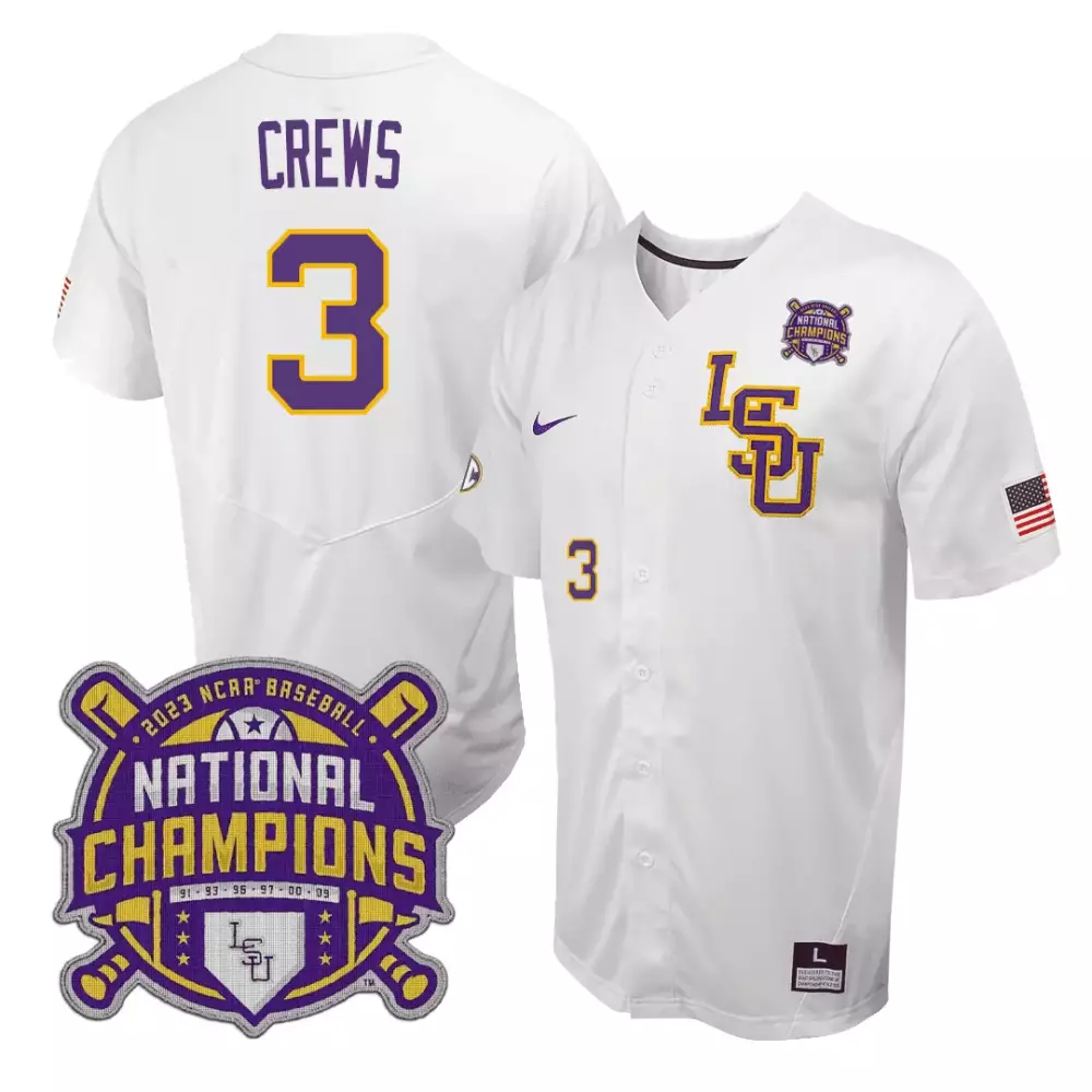 dylan crews white mens lsu tigers 2023 national champions jersey all stitched