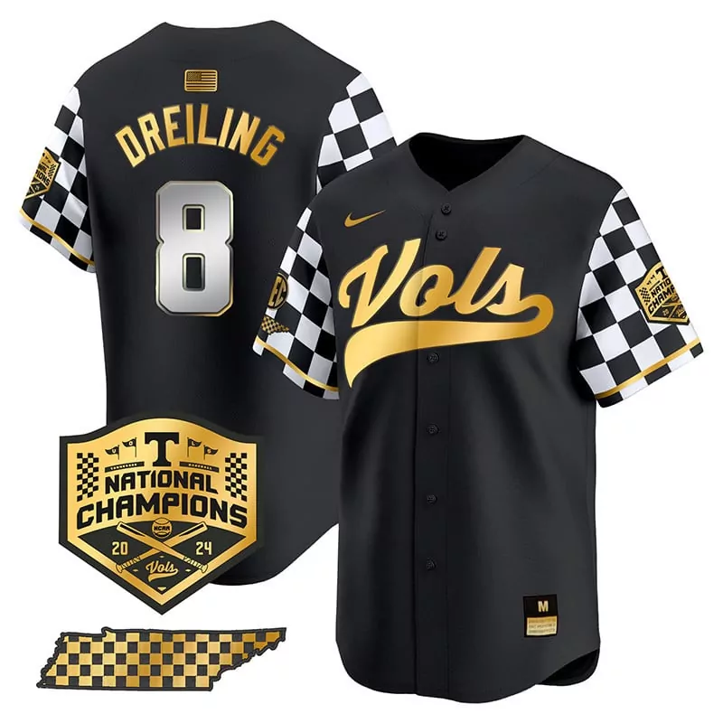 Dylan Dreiling Tennessee Volunteers 2024 Champions Jersey | Black Gold Vapor Premier Limited Edition | Fan Gear for Men, Women & Youth
